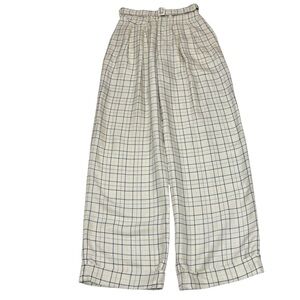 Vtg Ralph Lauren Silk Check Window Pane Print Trouser Pants High Waist Sz 2 USA